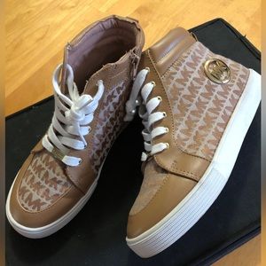 Michael Kors Tan and White High-Top Sneakers